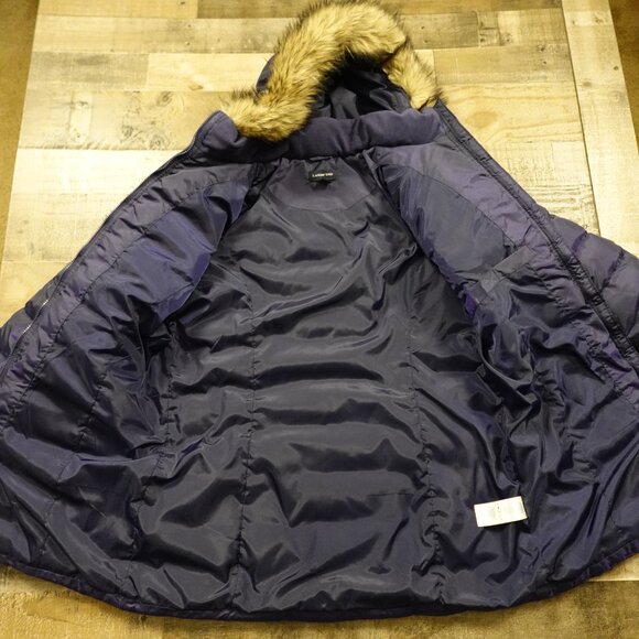 Lands’ End Down Puffer Parka Women’s 14W 0X Iridescent Navy Faux Fur Winter Coat - Picture 13 of 15